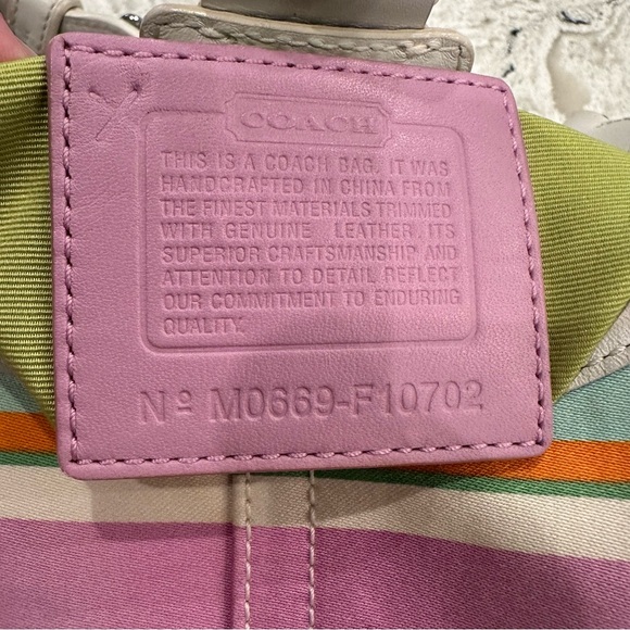 Coach Hampton Striped Crescent Hobo Bag, Style #F10702 - Picture 2 of 16